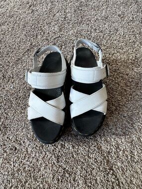 Dr. Martens White Leather Cross-Strap Sandals